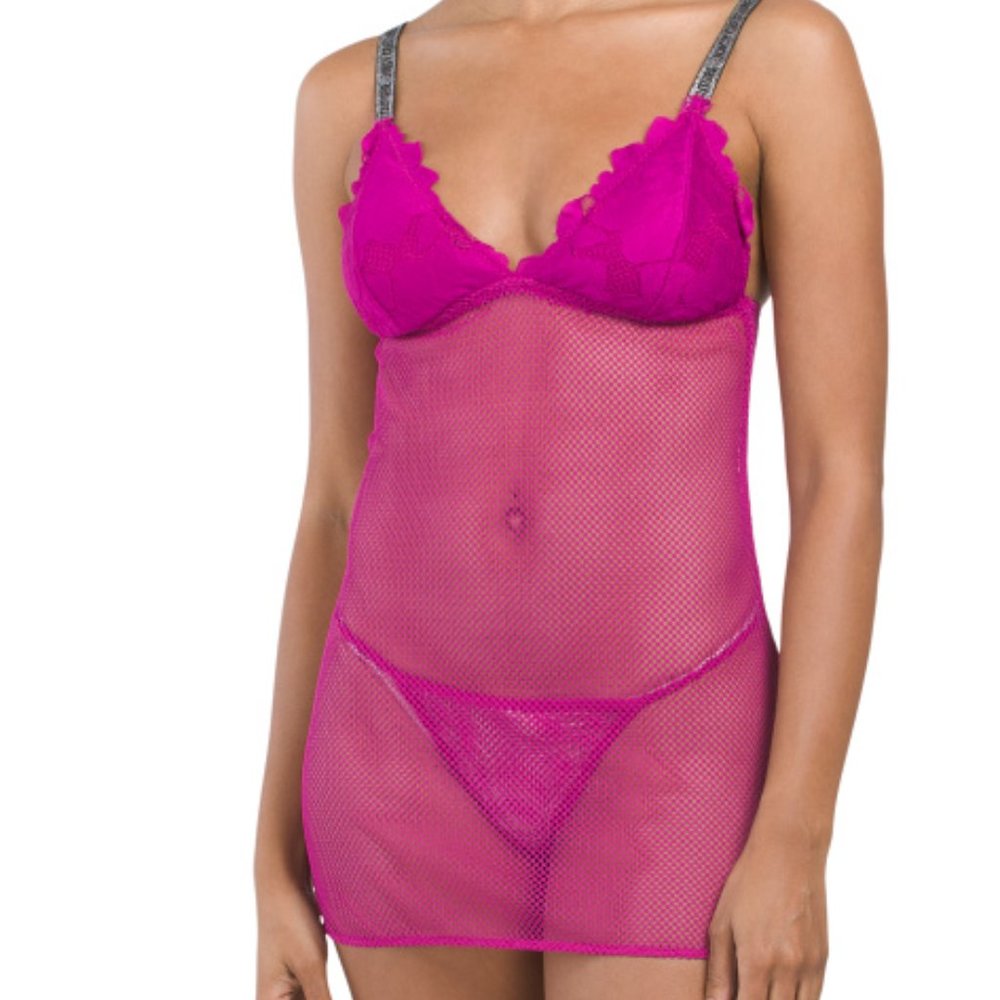 Juicy Couture 2 Piece Mesh Slip and matching thong set